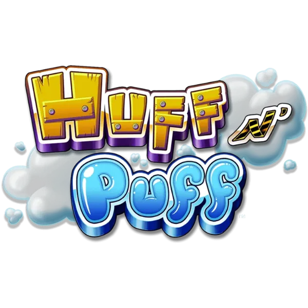 Huff N' Puff logo officiel avec le grand méchant loup et les nuages