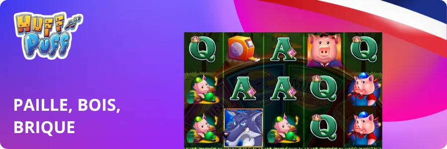 Trois cochons et le Loup sur les rouleaux du slot Huff N' Puff